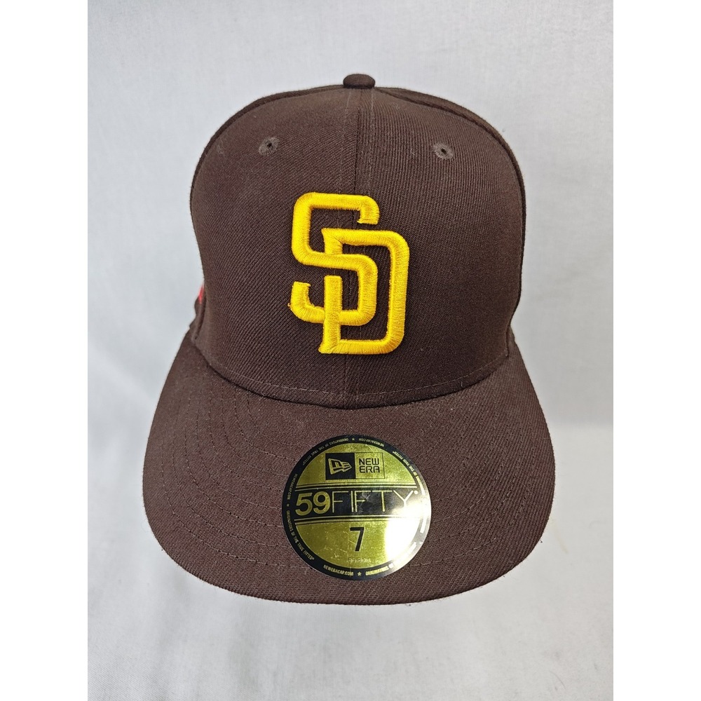 San Diego Padres Taco California Hat Fitted New Era 59fifty Men's 7 Brown Yellow
